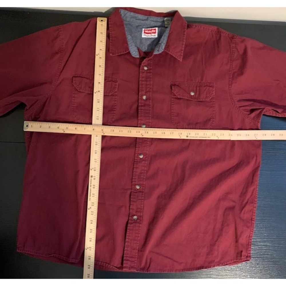 Wrangler Short Sleeve Red Button Up Short Sleeve Shirt 100% Cotton Men's 2XL - Picture 7 of 7